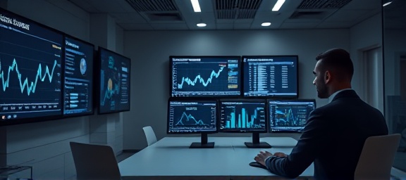 organized lease finance audit, meticulous expression, auditing, photorealistic, in a sleek minimalistic space with LED screens displaying analytics, highly detailed, with scrolling data feeds, 1080p clarity, monochromatic scheme, diffused lighting, shot with a 24-70mm f/2.8 lens.