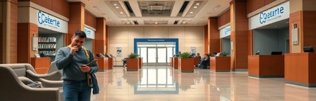 efficient loan approval process, relieved client, reviewing approval, photorealistic, modern bank interior with polished floors and high ceilings, highly detailed, clients on smartphones and laptops, smooth surfaces, earthy colors, overhead lighting, shot with a tilt-shift lens.