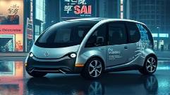 futuristic commercial vehicle, innovative expression, self-driving, photorealistic, a hi-tech urban environment with neon lights, highly detailed, reflections of advertisements on the vehicle, f/3.2, silver, night-time neon lighting, shot with a 20mm lens.